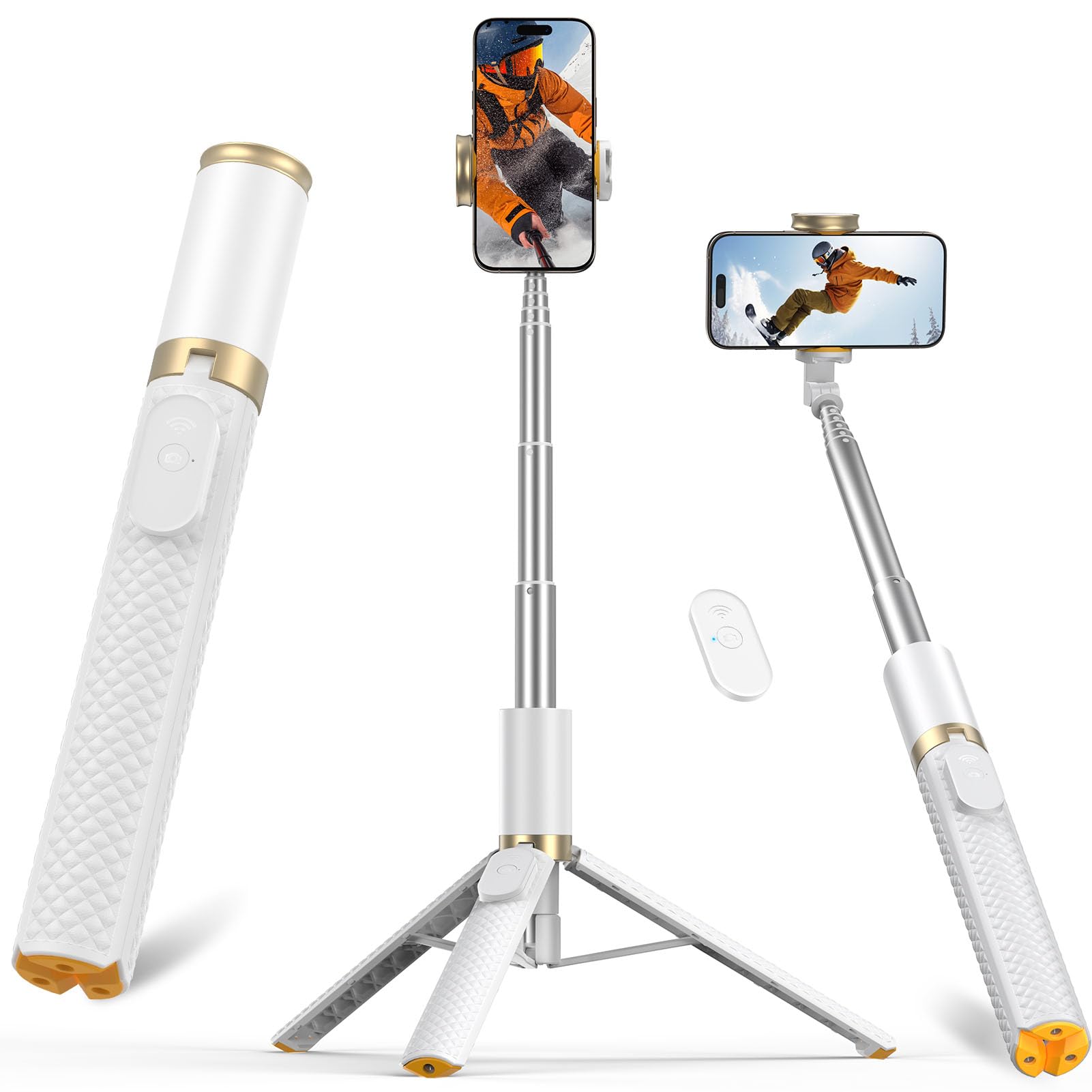 62" Phone Tripod & Selfie Stick, Tripod for iPhone with Remote, Portable, Lightweight Travel Tripod for Selfies Video Recording Vlog, Extendable iPhone Tripod Stand Compatible with iPhone Android