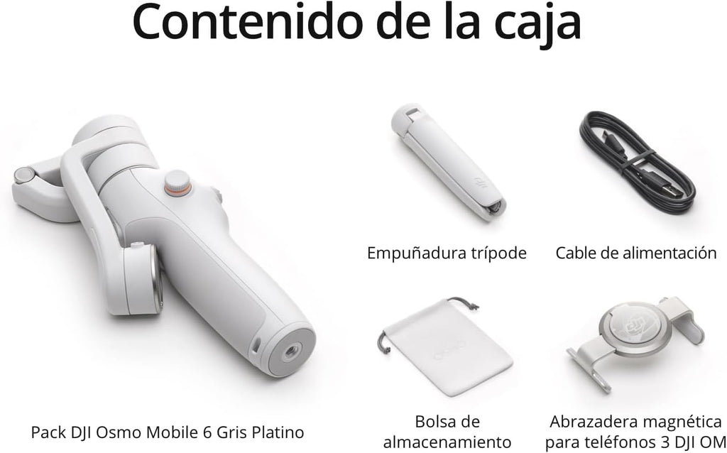 DJI Osmo Mobile 6, 3-Axis Phone Gimbal, Object Tracking, Built-in Extension Rod, Portable and Foldable, Gimbal Stabilizer for iPhone, Android, YouTube TikTok Video, Platinum Gray