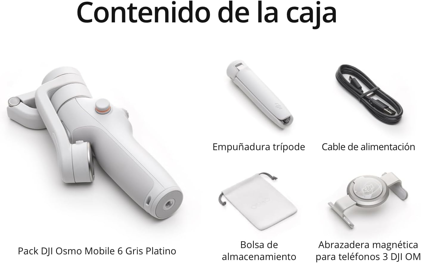 DJI Osmo Mobile 6, 3-Axis Phone Gimbal, Object Tracking, Built-in Extension Rod, Portable and Foldable, Gimbal Stabilizer for iPhone, Android, YouTube TikTok Video, Platinum Gray