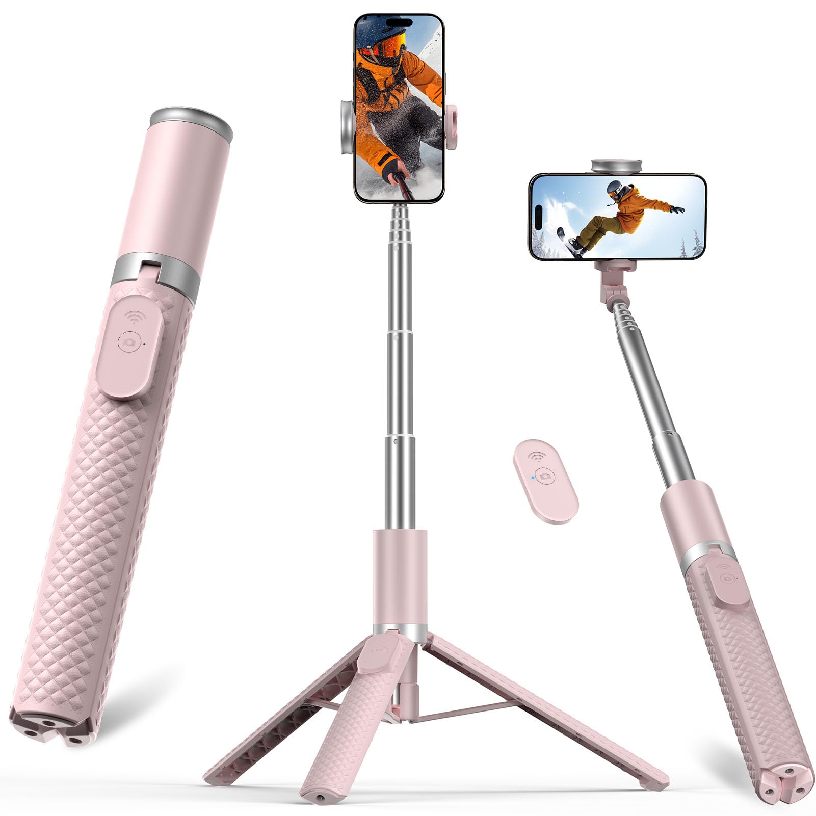 62" Phone Tripod & Selfie Stick, Tripod for iPhone with Remote, Portable, Lightweight Travel Tripod for Selfies Video Recording Vlog, Extendable iPhone Tripod Stand Compatible with iPhone Android