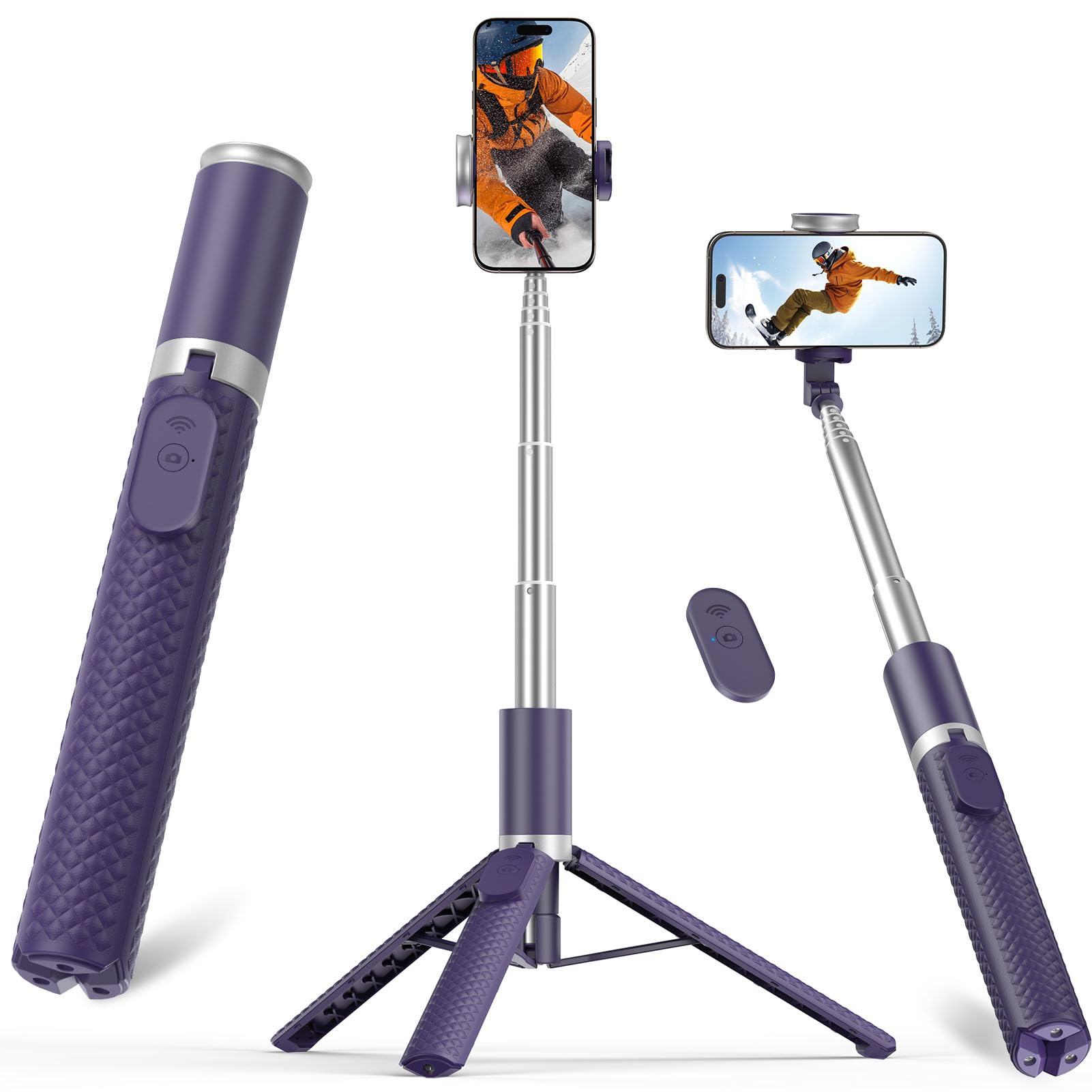62" Phone Tripod & Selfie Stick, Tripod for iPhone with Remote, Portable, Lightweight Travel Tripod for Selfies Video Recording Vlog, Extendable iPhone Tripod Stand Compatible with iPhone Android