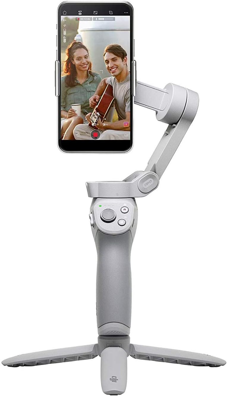 DJI OM 4 - Handheld 3-Axis Smartphone Gimbal Stabilizer with Grip, Tripod, Gimbal Stabilizer Ideal for Vlogging, YouTube, Live Video, Phone Stabilizer Compatible with iPhone and Android