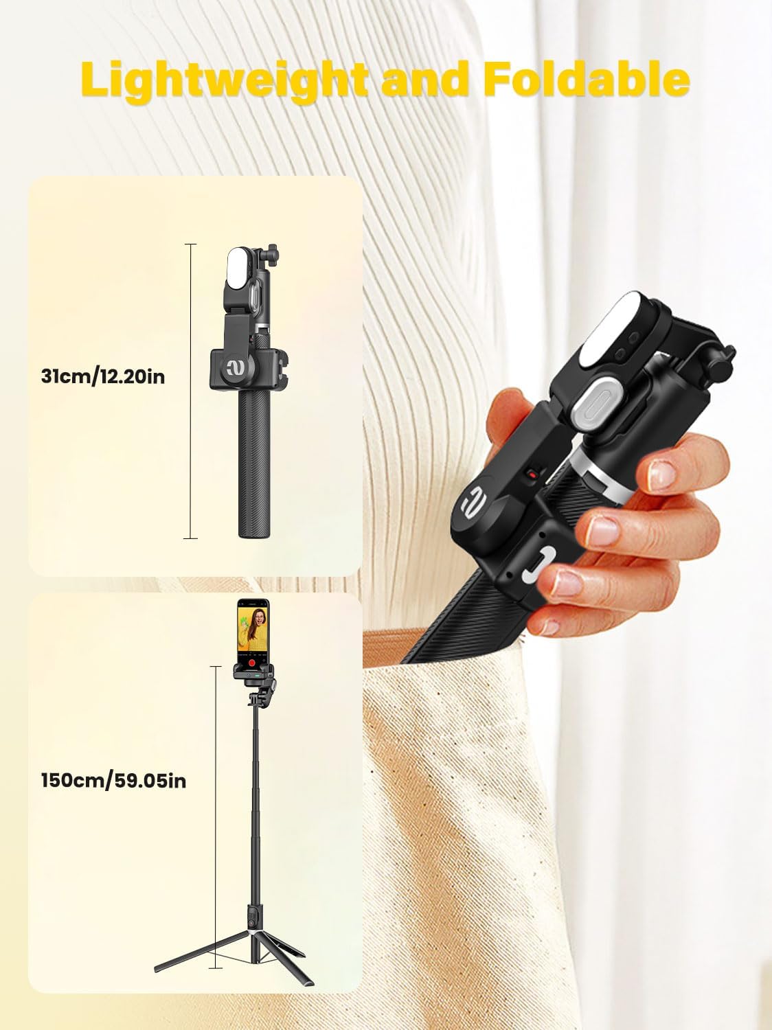 Gimbal Stabilizer for Smartphone,2-axis stabilizer Without APP face Tracking,4 in 1 Portable Phone Tripod,stabilizer for iPhone& Android,108CM Extension Rod,AOCHUAN M2PRO Black