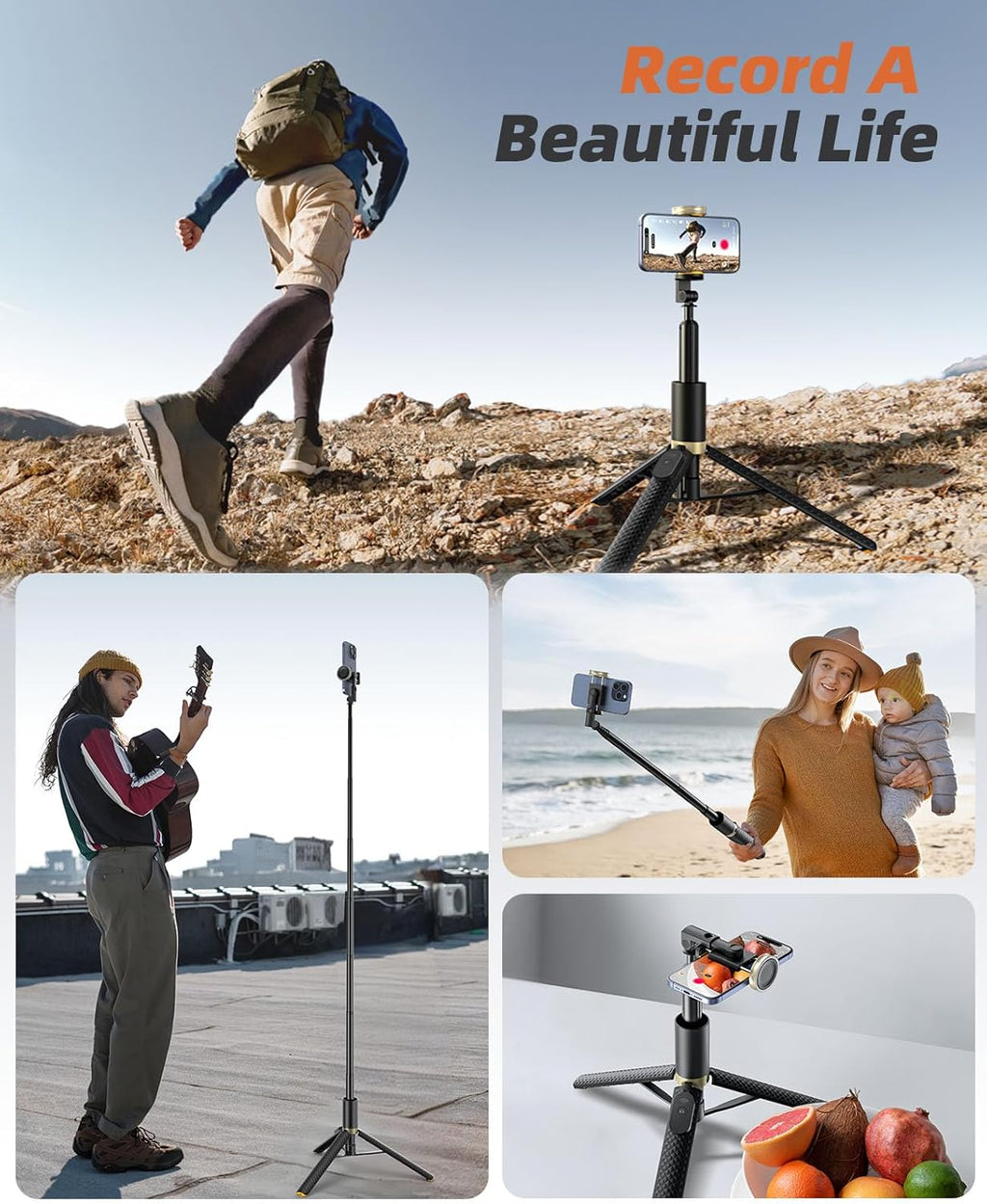 62" Phone Tripod & Selfie Stick, Tripod for iPhone with Remote, Portable, Lightweight Travel Tripod for Selfies Video Recording Vlog, Extendable iPhone Tripod Stand Compatible with iPhone Android