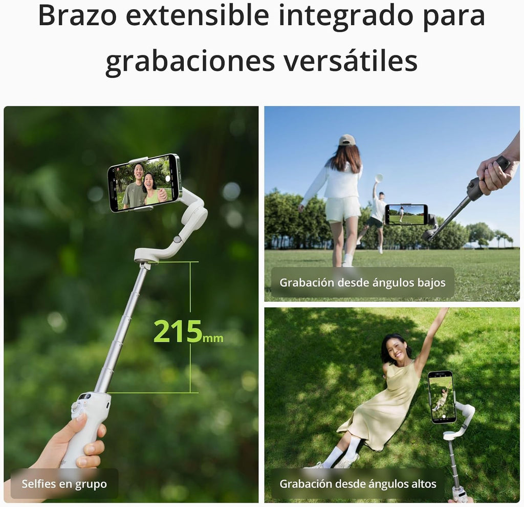 DJI Osmo Mobile 6, 3-Axis Phone Gimbal, Object Tracking, Built-in Extension Rod, Portable and Foldable, Gimbal Stabilizer for iPhone, Android, YouTube TikTok Video, Platinum Gray