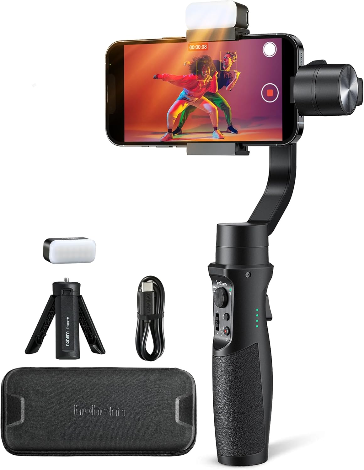 hohem iSteady Mobile+ Kit Gimbal Stabilizer for Smartphone, 3-Axis Phone Gimbal with Fill Light, Ultra-Wide-Angle Mode, 600° Inception, YouTube Vlog Stabilizer for Android and iPhone 15,14,13 PRO Max
