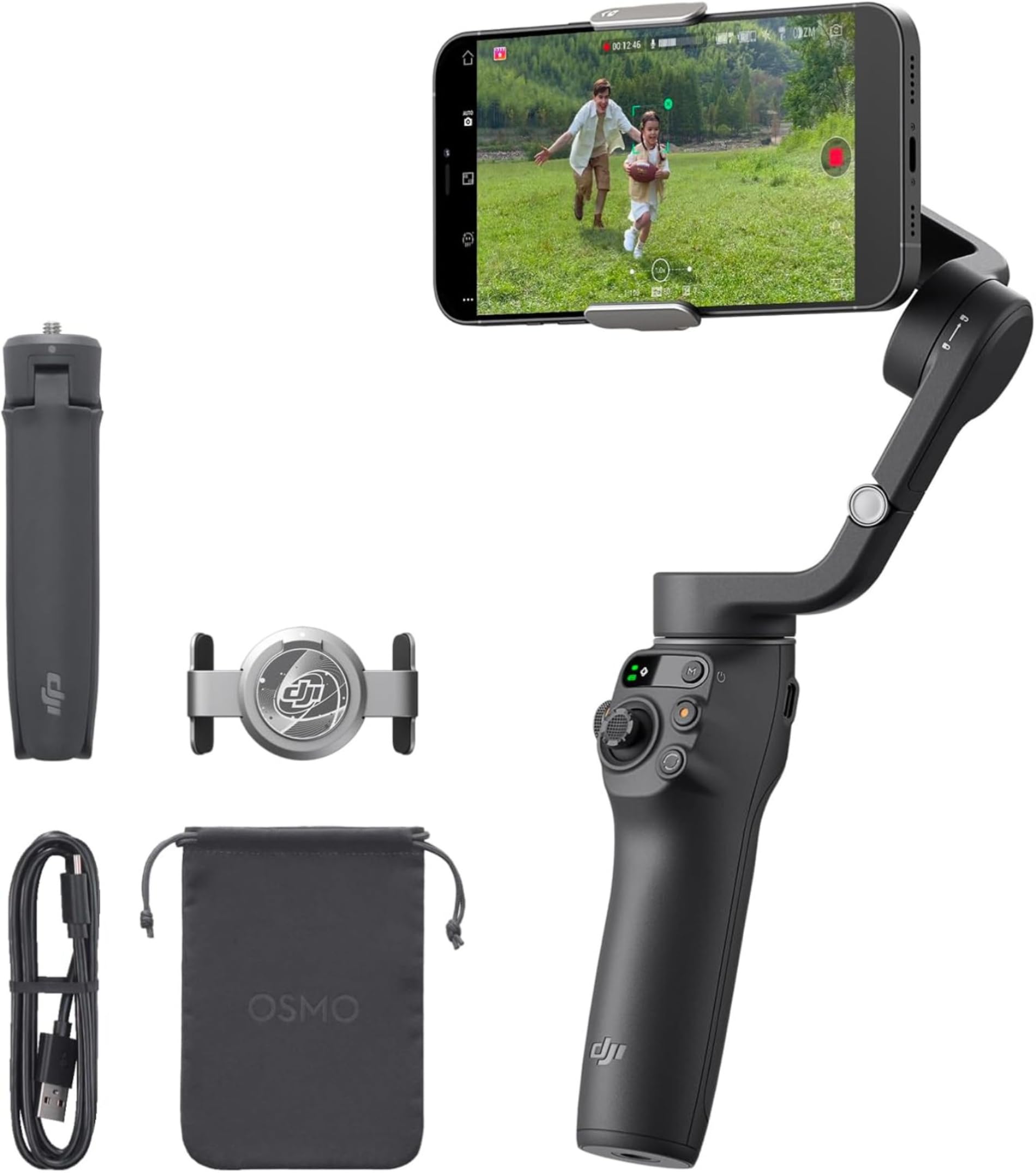 DJI Osmo Mobile 6, 3-Axis Phone Gimbal, Object Tracking, Built-in Extension Rod, Portable and Foldable, Gimbal Stabilizer for iPhone, Android, YouTube TikTok Video, Platinum Gray