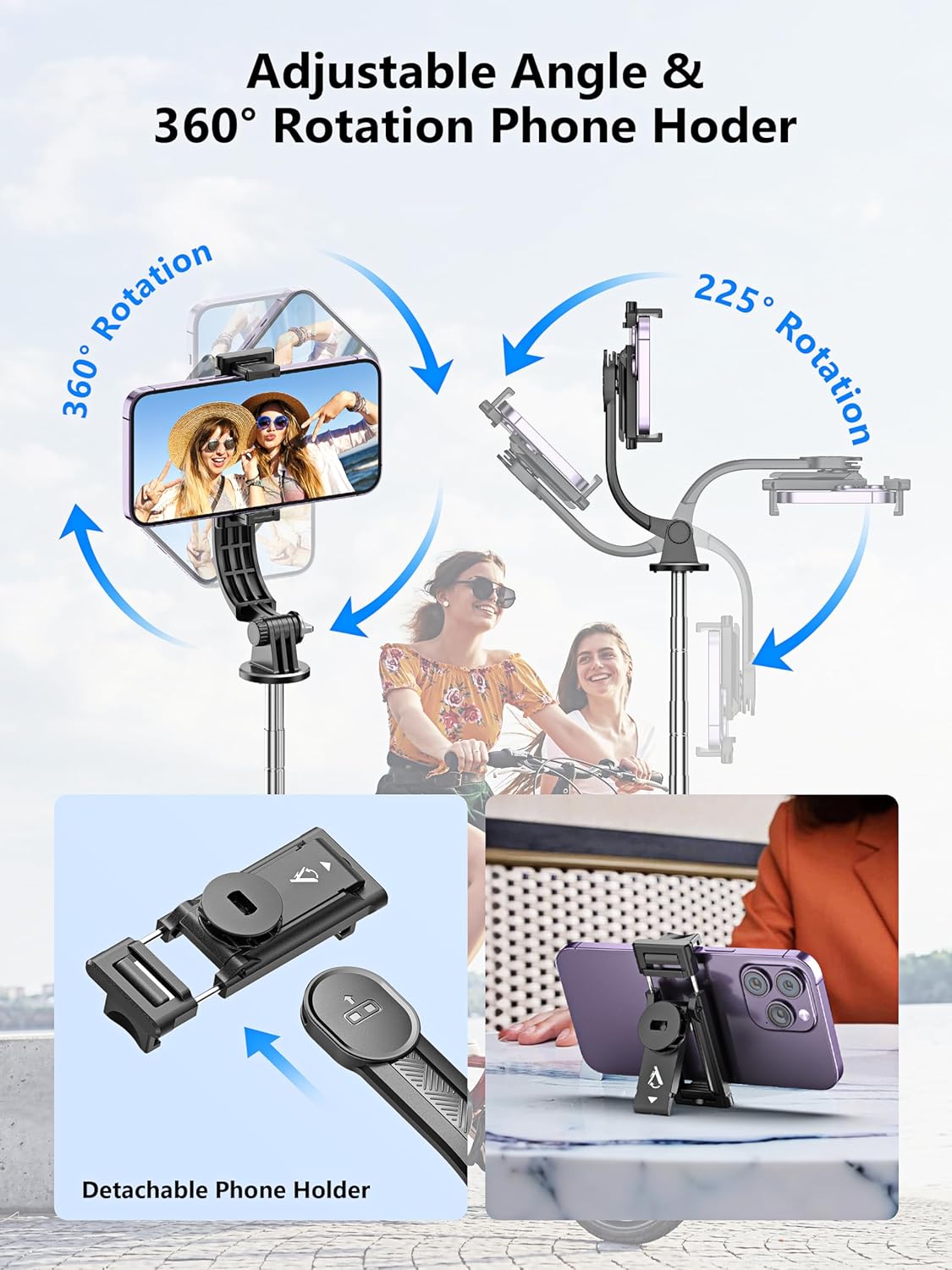 Selfie Stick & Phone Tripod, All in 1 Selfie Stick with Remote, Phone Travel Tripod Stand for Video Recording, Live Streaming, Photograph, Group Photo, Vlog Compatible with All Cellphones