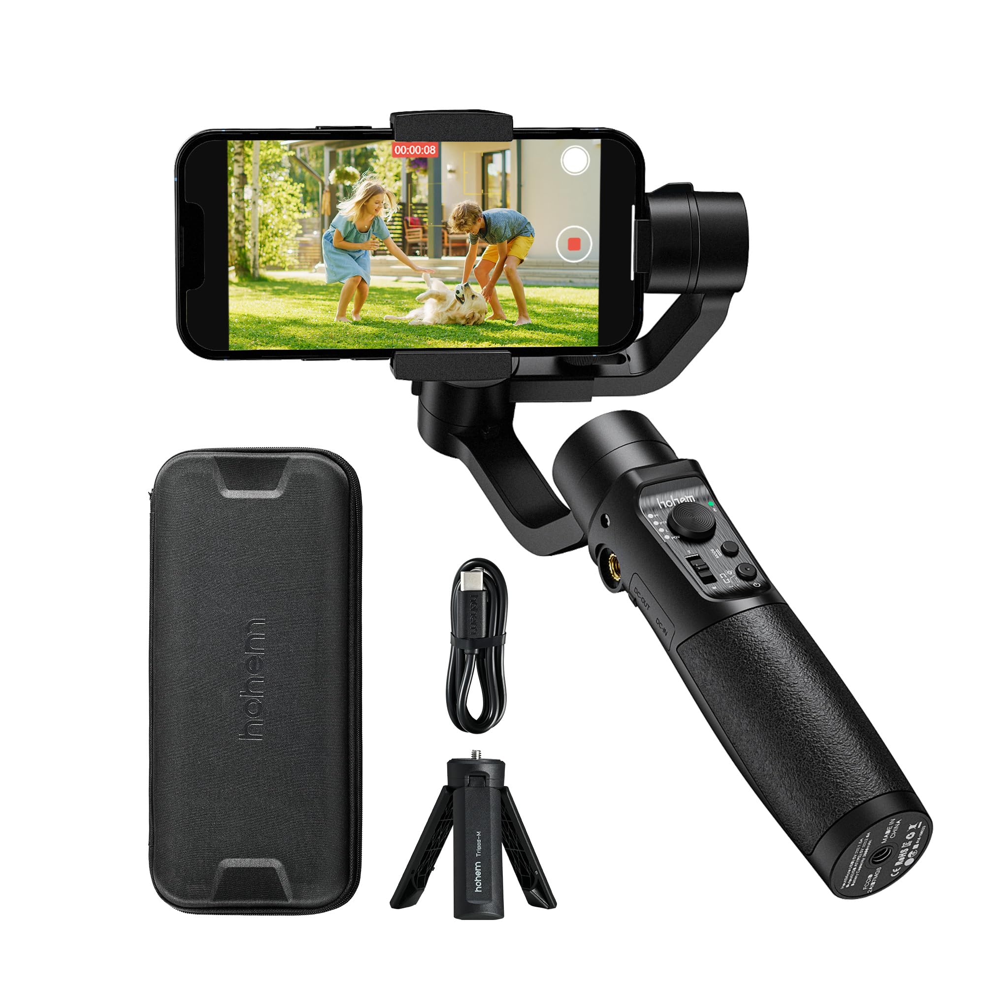 hohem iSteady Mobile+ Kit Gimbal Stabilizer for Smartphone, 3-Axis Phone Gimbal with Fill Light, Ultra-Wide-Angle Mode, 600° Inception, YouTube Vlog Stabilizer for Android and iPhone 15,14,13 PRO Max