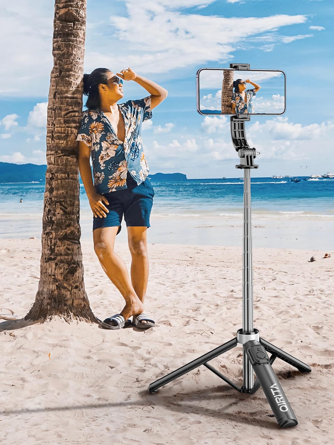 Selfie Stick & Phone Tripod, All in 1 Selfie Stick with Remote, Phone Travel Tripod Stand for Video Recording, Live Streaming, Photograph, Group Photo, Vlog Compatible with All Cellphones