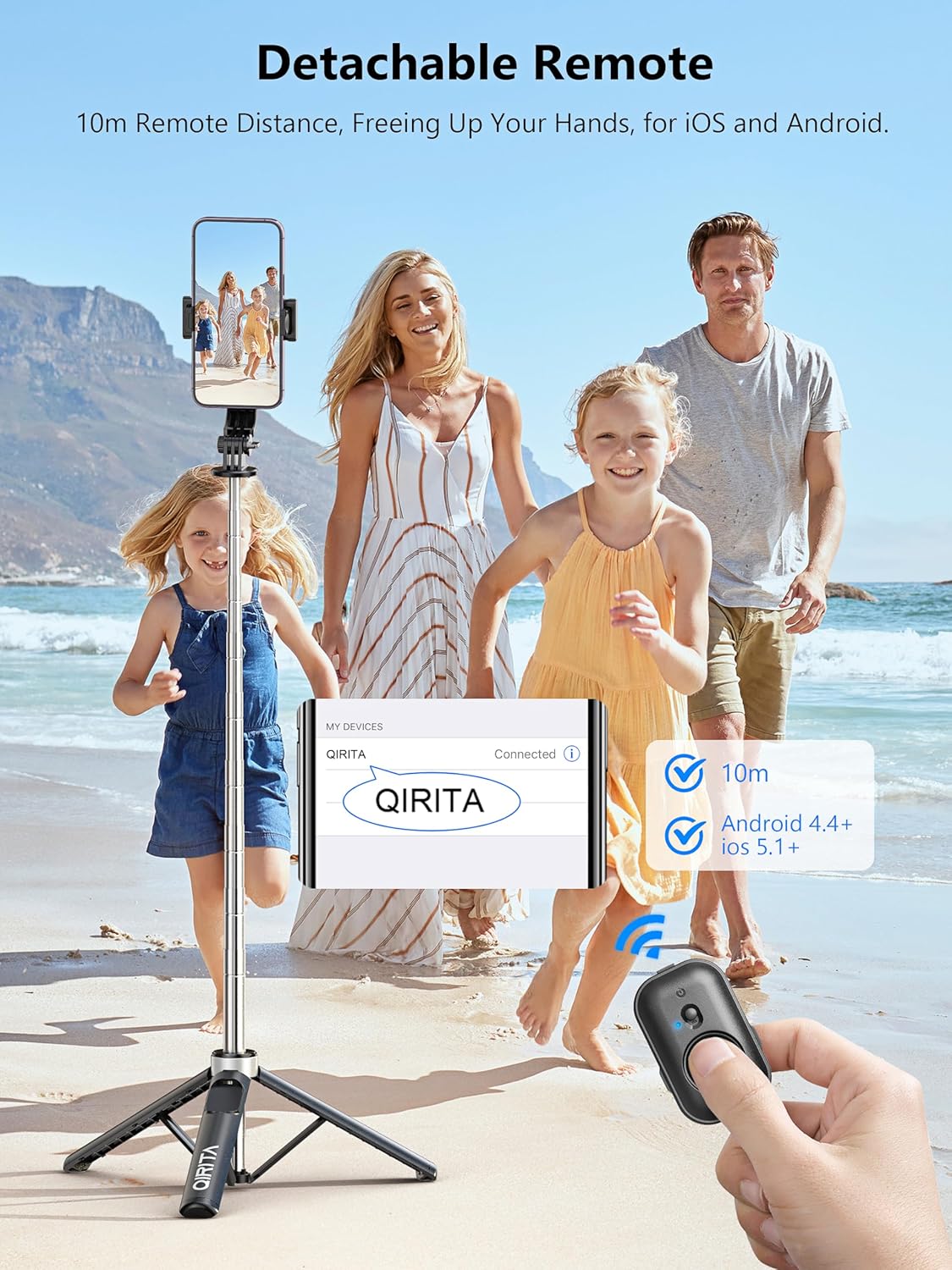 Selfie Stick & Phone Tripod, All in 1 Selfie Stick with Remote, Phone Travel Tripod Stand for Video Recording, Live Streaming, Photograph, Group Photo, Vlog Compatible with All Cellphones