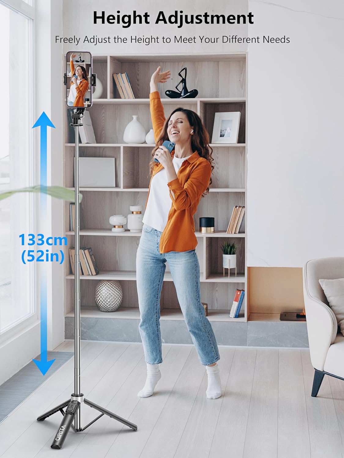 Selfie Stick & Phone Tripod, All in 1 Selfie Stick with Remote, Phone Travel Tripod Stand for Video Recording, Live Streaming, Photograph, Group Photo, Vlog Compatible with All Cellphones